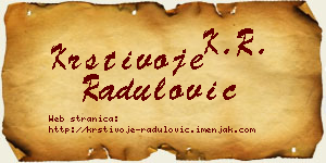 Krstivoje Radulović vizit kartica